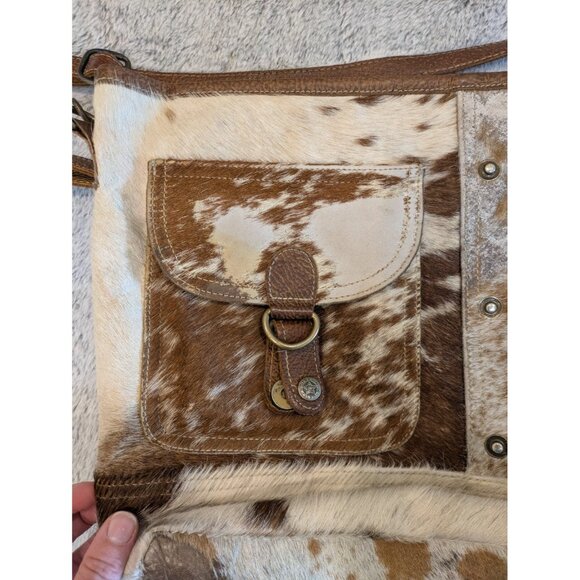Myra Shoulder Bag Multi Hides Leather Adjustable Detachable Strap Boho Western - Picture 8 of 14